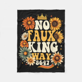 Retro No Faux King Way Funny Retro Sunflower Crown フリースブランケット