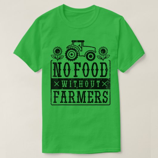Retro No Food Without Farmers  Tシャツ (デザイン正面)