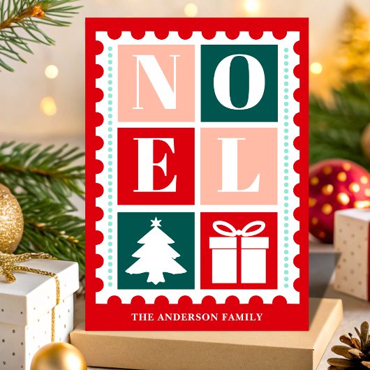 Retro Noel Christmas Postage Stamp シーズンカード