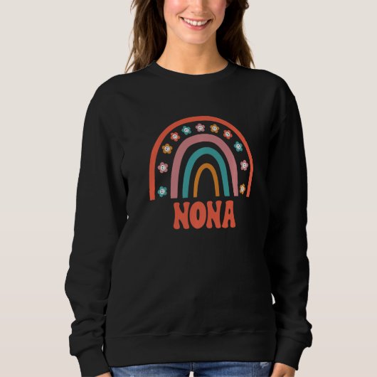 Retro Nona Groovy Grandma Rainbow Boho Style スウェットシャツ (正面)