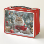 Retro Norwegian Forest Cat Christmas Personalized  メタルランチボックス (裏面)