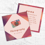 Retro Nostalgic Camera Photographer Vintage Sunset スクエア名刺<br><div class="desc">These cool business cards would be great for photographer. Easily add your details by clicking on the "personalize this template" option. If you have any design related questions/requests,  please do not hesitate to contact us.</div>