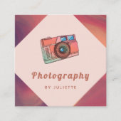 Retro Nostalgic Camera Photographer Vintage Sunset スクエア名刺 (正面)