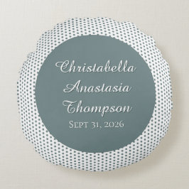 Retro Nostalgic Green Polka Dot Birth Stats ラウンドクッション