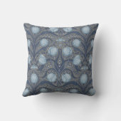 Retro Nouveau Tulips in blue and pewter クッション (裏面)
