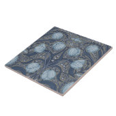 Retro Nouveau Tulips in blue and pewter タイル (側面)