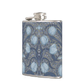 Retro Nouveau Tulips in blue and pewter フラスク (左)