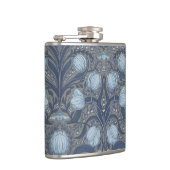 Retro Nouveau Tulips in blue and pewter フラスク (右)