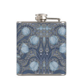 Retro Nouveau Tulips in blue and pewter フラスク (裏面)