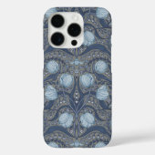 Retro Nouveau Tulips in blue and pewter Case-Mate iPhoneケース (裏面)