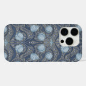 Retro Nouveau Tulips in blue and pewter Case-Mate iPhoneケース (裏面 (横))