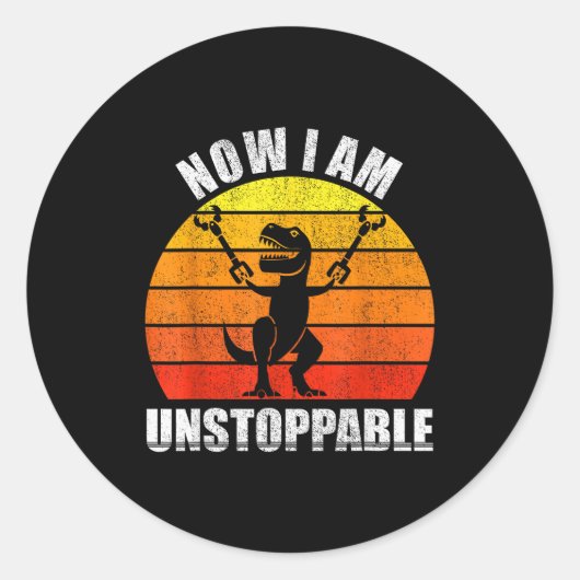 Retro Now I Am Unstoppable Shirt Funny T-rex Vinta ラウンドシール (正面)