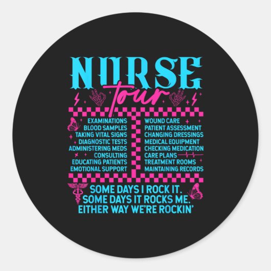 Retro Nurse Nurse Week Men Women Nurse  ラウンドシール (正面)