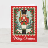 Retro Nutcracker Christmas Postage Stamp シーズンカード (正面)