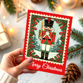 Retro Nutcracker Christmas Postage Stamp シーズンカード