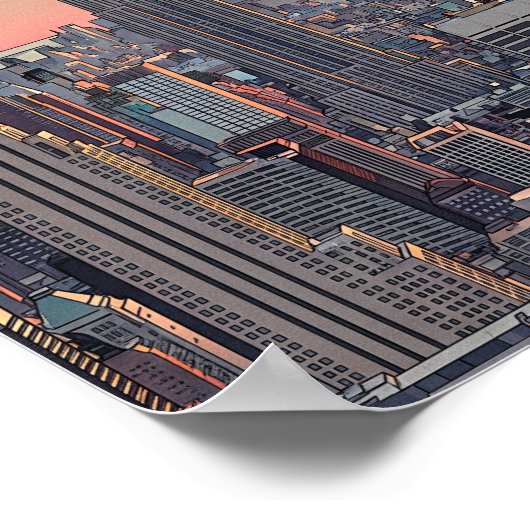 Retro NYC Skyline Poster ポスター (角)