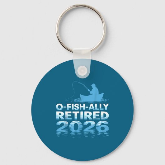 Retro O-fish-ally Retired 2026 Fisherman Fishing R キーホルダー (正面)