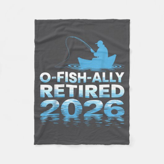 Retro O-fish-ally Retired 2026 Fisherman Fishing R フリースブランケット (正面)