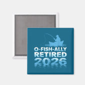 Retro O-fish-ally Retired 2026 Fisherman Fishing R マグネット (正面/裏面)