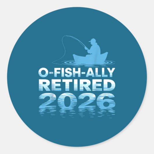 Retro O-fish-ally Retired 2026 Fisherman Fishing R ラウンドシール (正面)