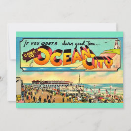 Retro Ocean City NJ Greetings Big 5x7 Postcard サンキューカード