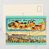 Retro Ocean City NJ Greetings Big 5x7 Postcard サンキューカード (正面/裏面)