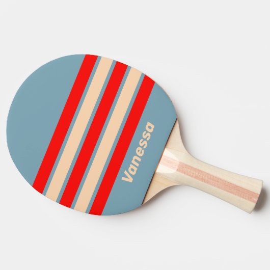 Retro Ocean Horizon Across Striping with Name 卓球ラケット (横)
