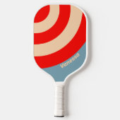 Retro Ocean Horizon Circle Stripe with Name ピックルボールラケット (裏面)