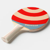 Retro Ocean Horizon Circle Stripe with Name 卓球ラケット (正面アングル)