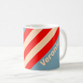 Retro Ocean Horizon Stripes with Name コーヒーマグカップ (正面右)