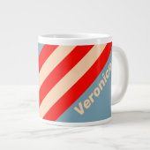 Retro Ocean Horizon Stripes with Name ジャンボコーヒーマグカップ (正面右)