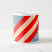 Retro Ocean Horizon Stripes with Name ジャンボコーヒーマグカップ (正面)