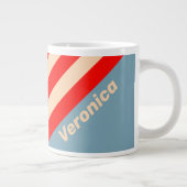 Retro Ocean Horizon Stripes with Name ジャンボコーヒーマグカップ (右)