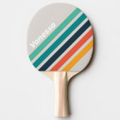 Retro Ocean Rainbow Angled Striping with Name 卓球ラケット (裏面)