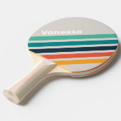 Retro Ocean Rainbow Angled Striping with Name 卓球ラケット (正面アングル)