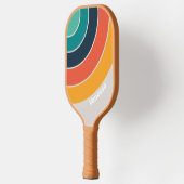 Retro Ocean Rainbow Circle Stripe with Name ピックルボールラケット (左)