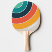 Retro Ocean Rainbow Circle Stripe with Name 卓球ラケット (裏面)