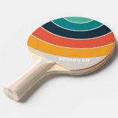 Retro Ocean Rainbow Circle Stripe with Name 卓球ラケット (正面アングル)