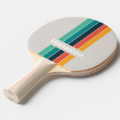 Retro Ocean Rainbow Pin Striped with Name 卓球ラケット (正面アングル)