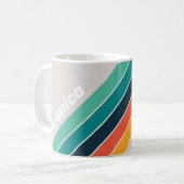Retro Ocean Rainbow Striped with Name コーヒーマグカップ (正面左)
