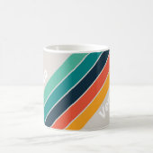 Retro Ocean Rainbow Striped with Name コーヒーマグカップ (中央)