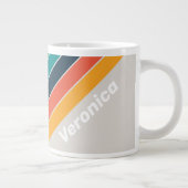 Retro Ocean Rainbow Striped with Name ジャンボコーヒーマグカップ (右)