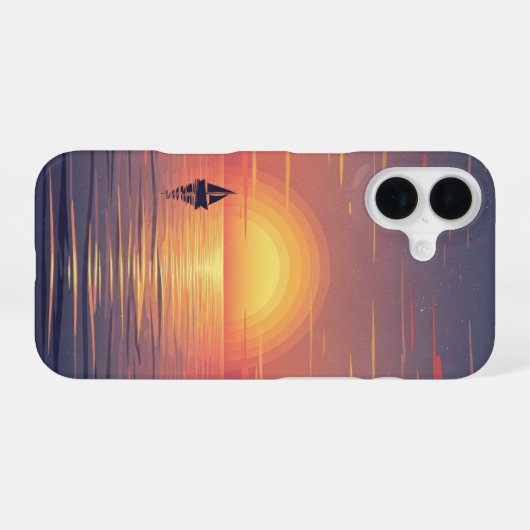 Retro Ocean Sunset iPhone 16ケース (裏面横)