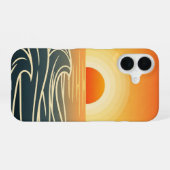 Retro Ocean Sunset Waves iPhone 16ケース (裏面横)