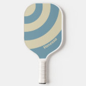 Retro Ocean Three Circle Stripe with Name ピックルボールラケット (裏面)