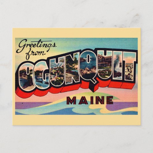 Retro Ogunquit ME Greetings Postcard ポストカード (正面)
