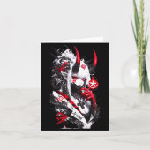 Retro Okami Girl Basic Japan Style Fox Cute Cool M カード (正面)