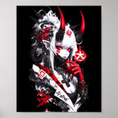 Retro Okami Girl Basic Japan Style Fox Cute Cool M ポスター (正面)