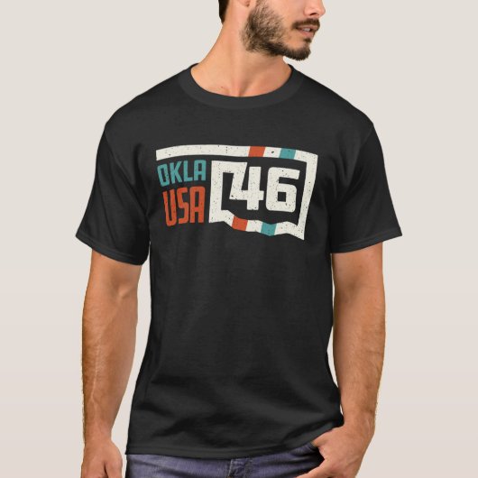 Retro Oklahoma State Map Okla USA 46th State Vinta Tシャツ (正面)