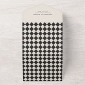 Retro Old Money Checkered Wedding オールインワン招待状 (外側)
